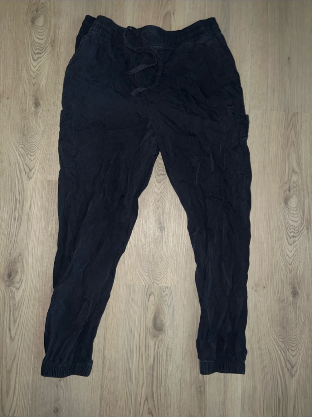 Old Navy Blue High-Waisted Track Pants Joggers Size L Cotton Nylon